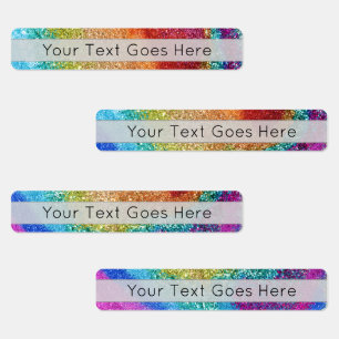 Etiquetas Gleaming Rainbow Glitter Swirl