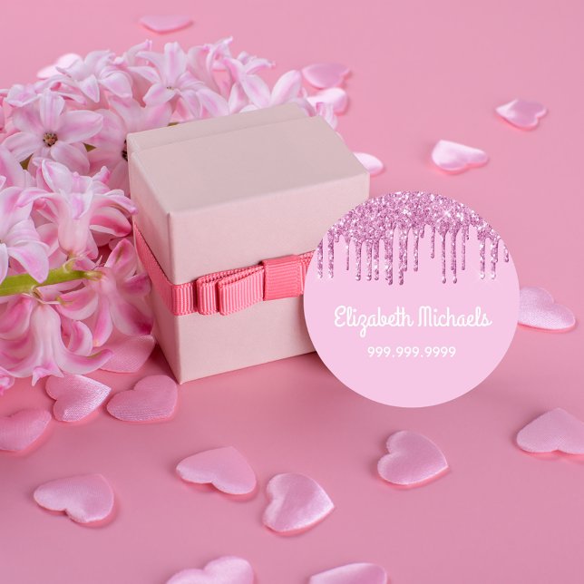 Etiquetas Glitter cor-de-rosa pinga a garota branca (Criador carregado)