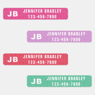 Etiquetas Glitter Girly de Nome Personalizado do Monograma