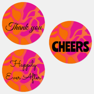 Etiquetas Gradiente Cor - de - Laranja e Rosa Quente Cortado