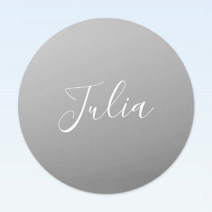 Etiquetas Gradiente de Cinza de Script Branco Moderno Elegan