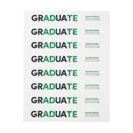 Etiquetas Graduação de letras grande e grande cor verde