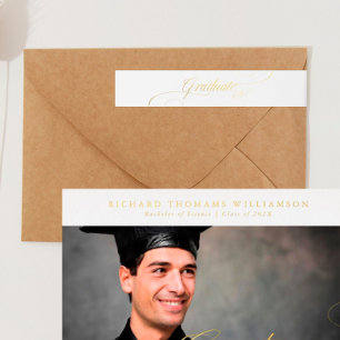 Etiquetas graduação personalizável em folha de ouro para cal