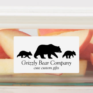 Etiquetas Grizzly Bear Family Silhouettes Custom