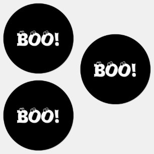 Etiquetas Halloween Scary Boo! eyeballs black sticker labels