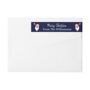 Etiquetas Happy Santas no Natal Blue Return Address