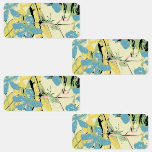 Etiquetas Hawaii Flores Azul e Amarelo