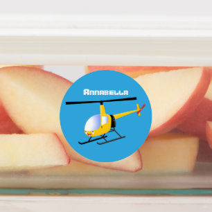 Etiquetas Helicóptero de animação amarelo giro