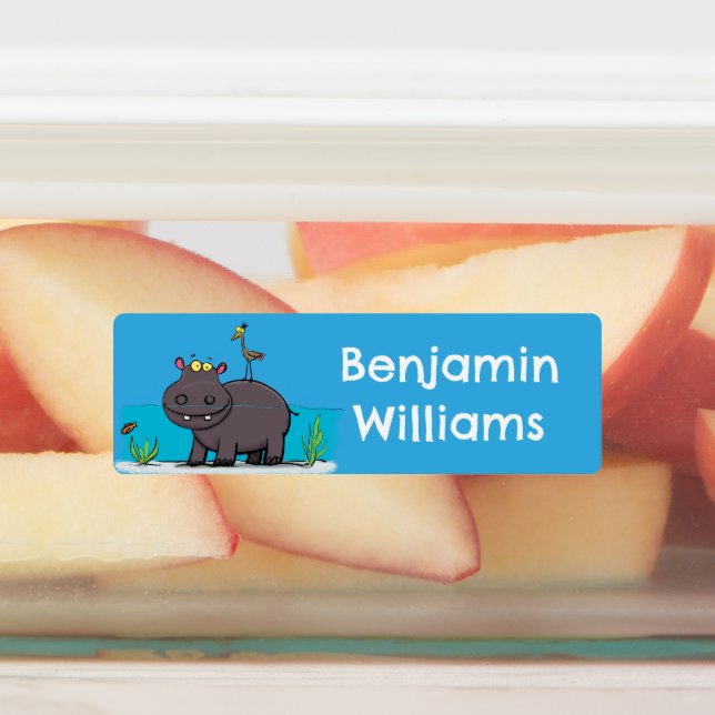 Etiquetas Hippopotâmio engraçado com desenho personalizado (Afixado)