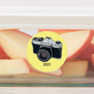 Etiquetas Ilustração de desenho animado com câmera de filme