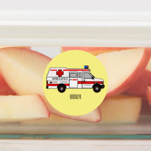Etiquetas Ilustração de desenho animado de Ambulância
