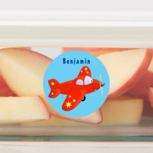 Etiquetas Ilustração de desenho animado de avião vermelho