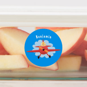 Etiquetas Ilustração de desenho animado de avião vermelho