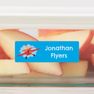 Etiquetas Ilustração de desenho animado de avião vermelho-vo