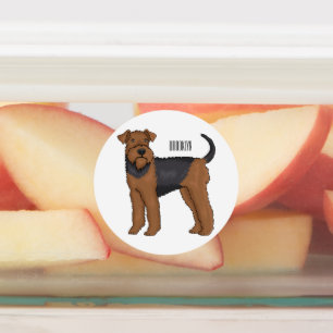 Etiquetas Ilustração de desenho animado de cão Airedale terr