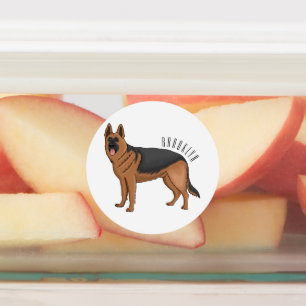 Etiquetas ilustração de desenho animado de cão german shephe