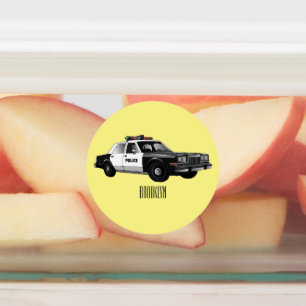 Etiquetas Ilustração de desenho animado de carro da polícia