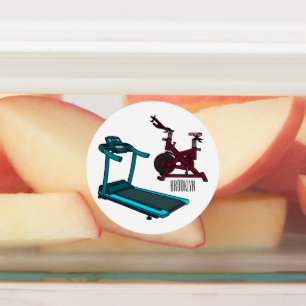 Etiquetas Ilustração de desenho animado de moinho e biciclet