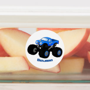 Etiquetas Ilustração de desenho animado de monstro azul boni