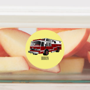 Etiquetas Ilustração de desenho animado do motor de incêndio