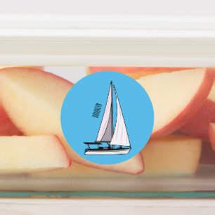 Etiquetas Ilustração de desenho animado em veleiro