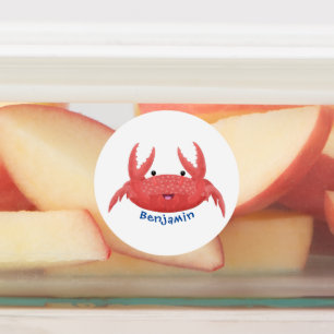 Etiquetas Imagem de desenho animado de caranguejo vermelho-b