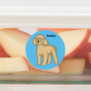 Etiquetas Imagem de desenho animado de poodle marrom feliz