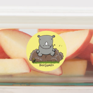 Etiquetas Imagem de desenho animado do bebê rhino