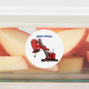 Etiquetas Imagem do desenho animado da pá-pá-vapor vermelh