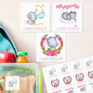 Etiquetas Infantis Fora de Água de Elefantes Bonitos Personalizados