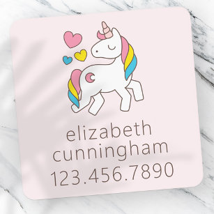 Etiquetas Infantis Número de Telefone do Nome de Foto do Unicorn Corr