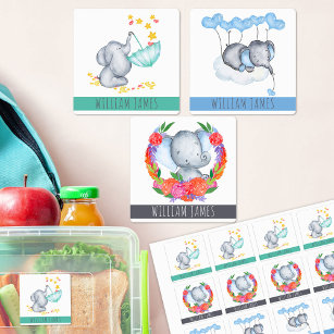 Etiquetas Infantis Protetor de Elefantes Cute Personalizado