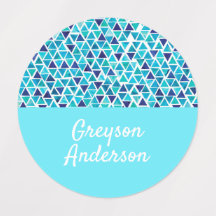 Rótulo das Crianças de Confetti Geométricas Azuis