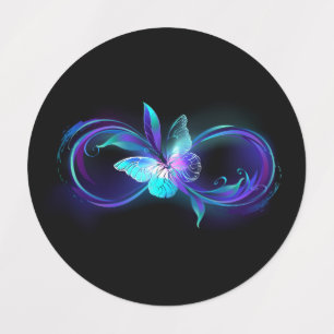 Etiquetas Infinidade brilhante com borboleta mágica