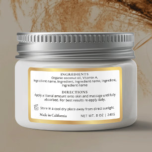 Etiquetas Ingredientes de produto branco e Dourado à prova d