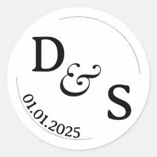 Etiquetas iniciais do Casal de casamento Branco