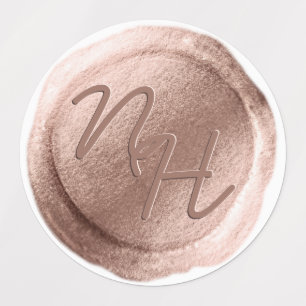 Etiquetas Iniciais Dourados cor-de-rosa do selo da cera que