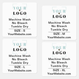 Etiquetas Instruções de cuidado e vestuário branco quadrado