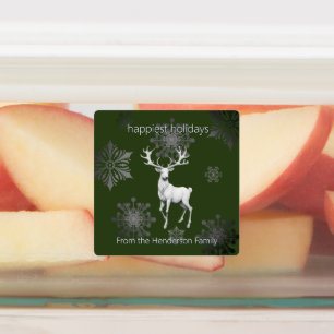 Etiquetas Ivory Reindeer Christmas Verde personalizado