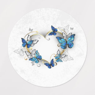 Etiquetas Jewelry Heart with Butterflies Morpho