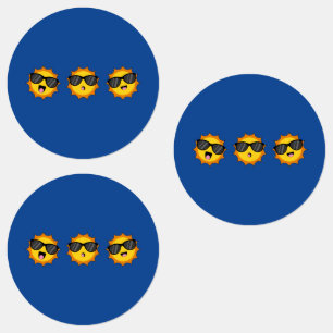 Etiquetas Kawaii Sun com óculos Sunglass Happy Emoji Faces