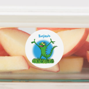 Etiquetas Lagarto animado animado com iguana verde engraçad