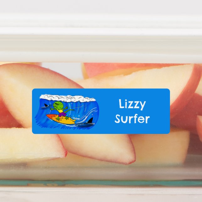 Etiquetas Lagarto frágil surfando personalizado (Afixado)