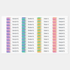 Etiquetas Lápis Coloridos Divertidos Adicione Seu Nome