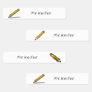 Etiquetas Lápis Ilustrado Personalizar Simples Nome do Profe