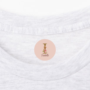 Etiquetas Letra de Nome Personalizado I Rosas Rosa Bege com