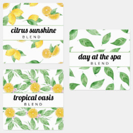 Etiquetas Limões e Folhas Rótulos Essenciais De Garrafa De Ó