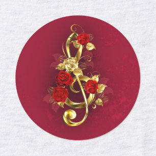 Etiquetas Limpeza de ouro com Flores Rosa