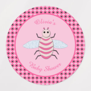 Etiquetas Linda Abelha Menina Bebê Rosa Favor Personalizado
