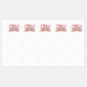 Etiquetas Lindo Kawaii Obrigado Montão Nome do Gato Rosa Pas